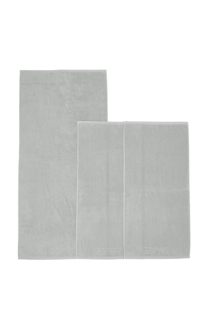 À teneur en TENCEL™ : le lot de 3 serviettes en tissu éponge, STONE, detail image number 3