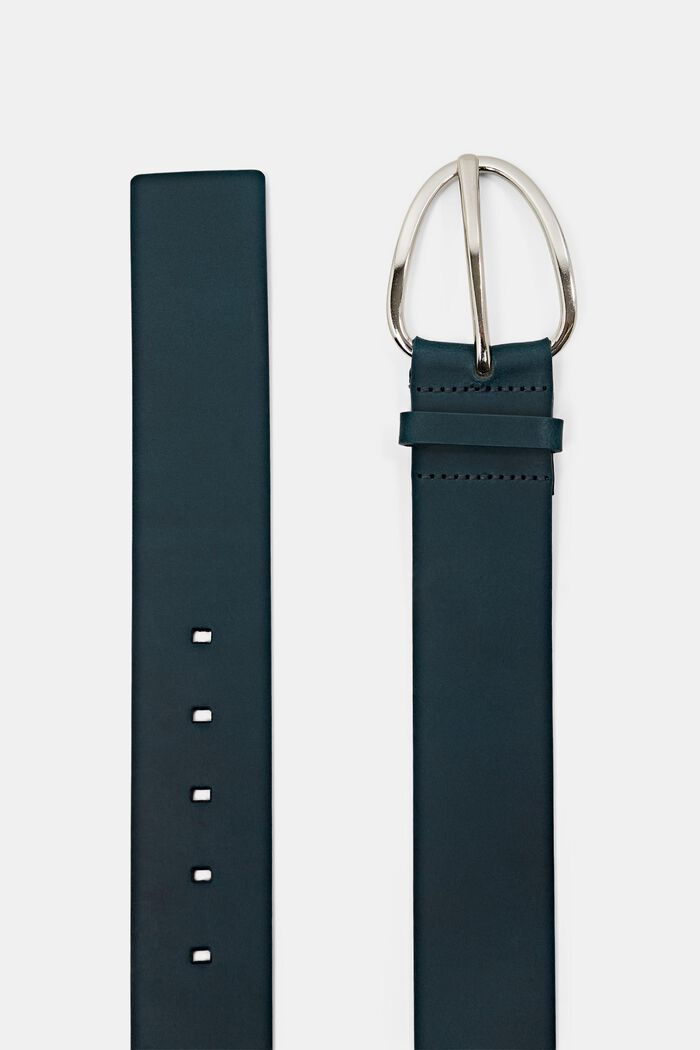 Large ceinture en cuir à boucle en métal, TEAL GREEN, detail image number 1