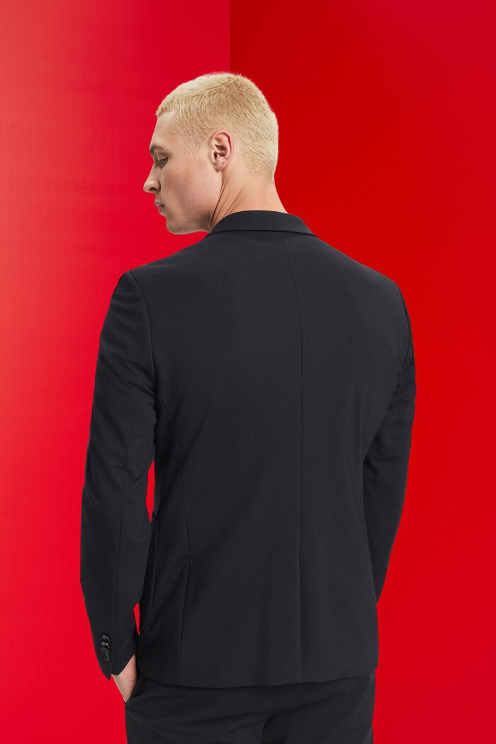 Single-breasted colbert van piqué-jersey, BLACK, detail image number 3