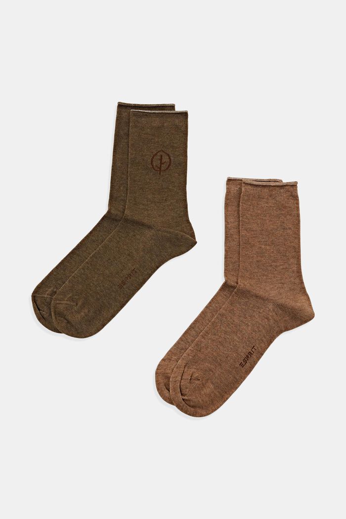 Lot de 2 paires de chaussettes tendance, BROWN/CARAMEL, detail image number 0