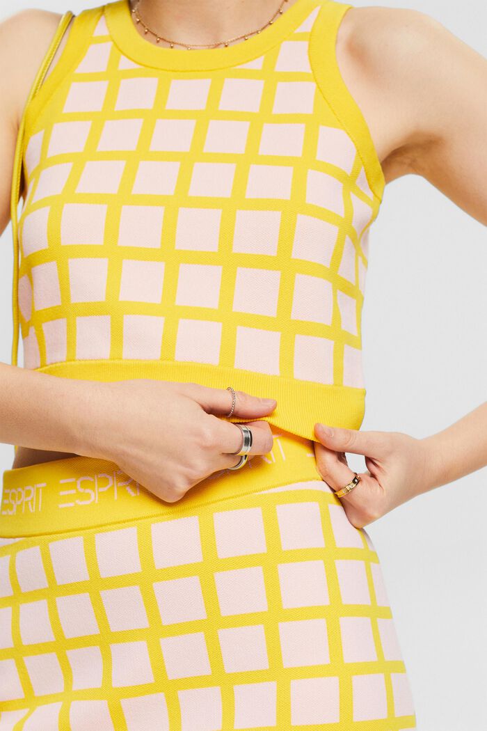 Cropped jacquard trui-top, YELLOW, detail image number 3