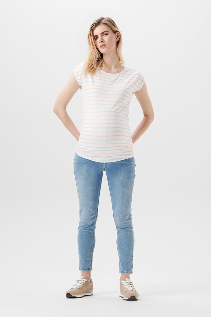 Gestreept T-shirt van organic cotton, BRIGHT WHITE, detail image number 1