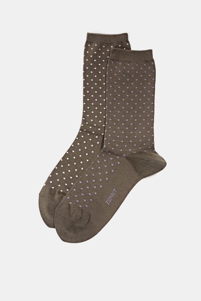 Set van 2 paar sokken met stippen, organic cotton, MILITARY, detail image number 0