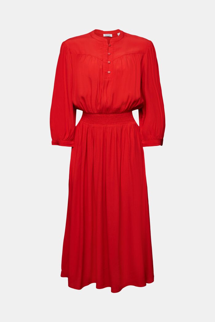 Midi-jurk met 3/4-mouwen van crêpe, DARK RED, detail image number 6