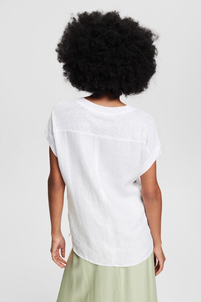 T-shirt van 100% linnen, WHITE, detail image number 3