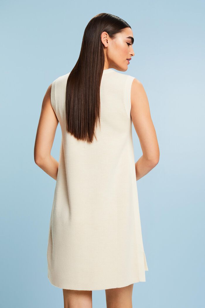 Mini-robe sans manches en laine mélangée, CREAM BEIGE, detail image number 3