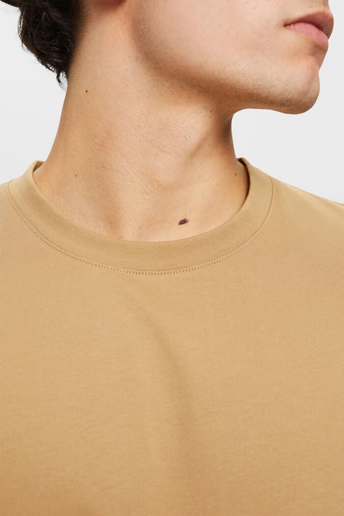 T-shirt met ronde hals van zuiver katoen, BEIGE, detail image number 2