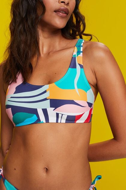 Gewatteerde bikinitop in croptop-stijl met print