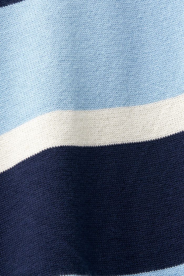 Gestreept T-shirt met polokraag en logo, BRIGHT BLUE, detail image number 5