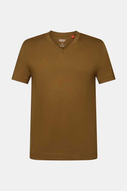 T-shirt en jersey à encolure en V, 100 % coton