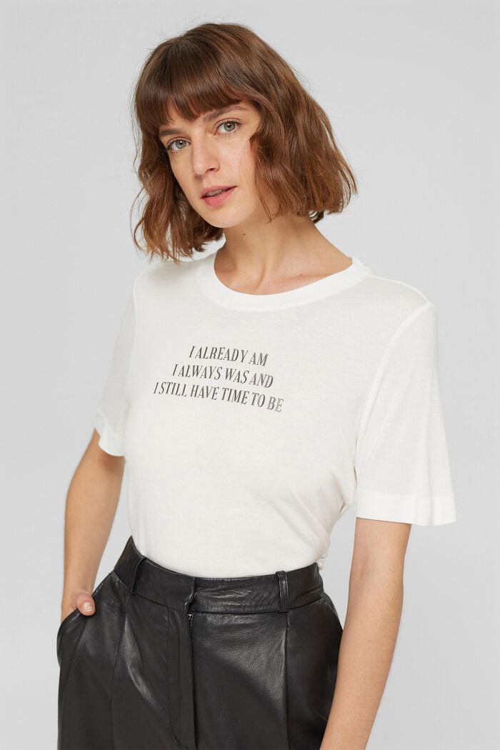 T-shirt à inscription, LENZING™ ECOVERO™, OFF WHITE, detail image number 0