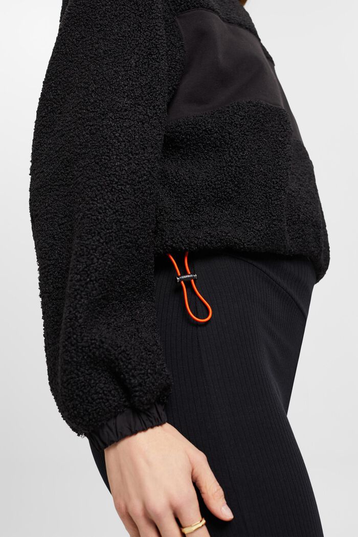 Sweatshirt met een halve rits, van een materiaalmix, BLACK, detail image number 4