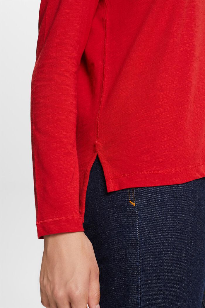 Jersey longsleeve, 100% katoen, DARK RED, detail image number 2