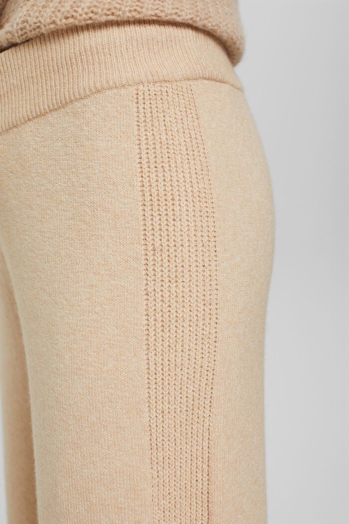 À teneur en laine : le pantalon en maille à jambes larges, BEIGE, detail image number 5