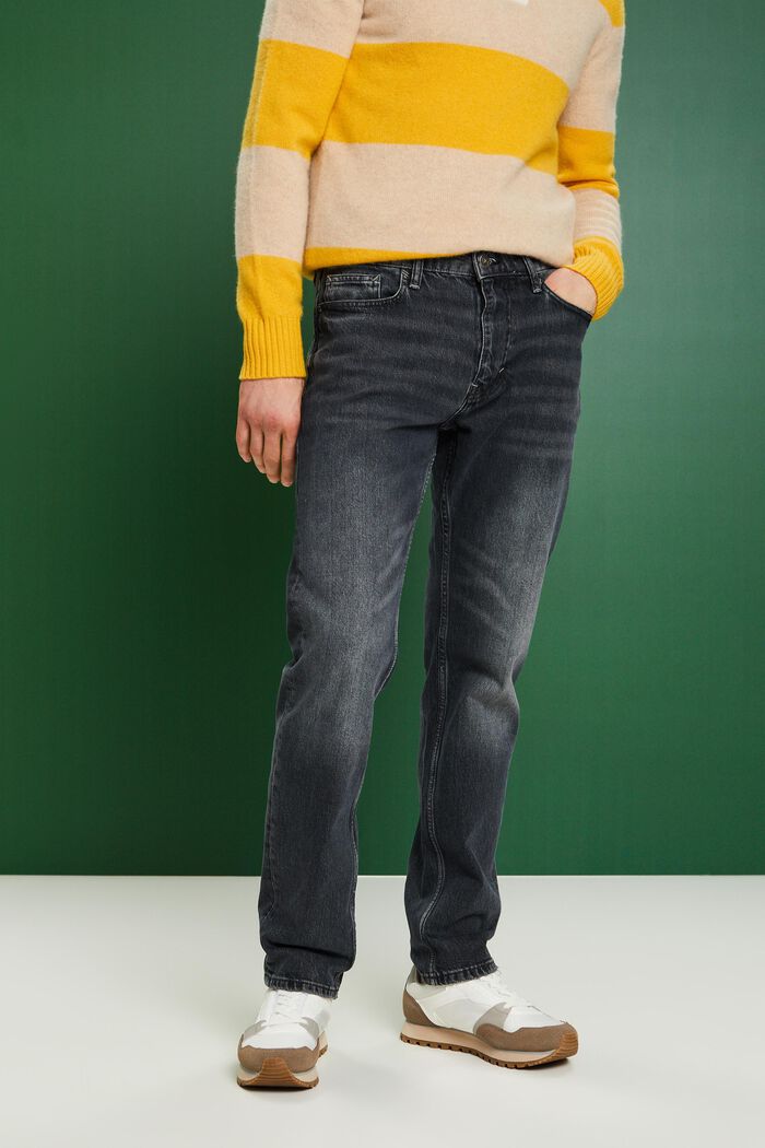 Retro rechte jeans met middelhoge taille, BLACK MEDIUM WASHED, detail image number 0