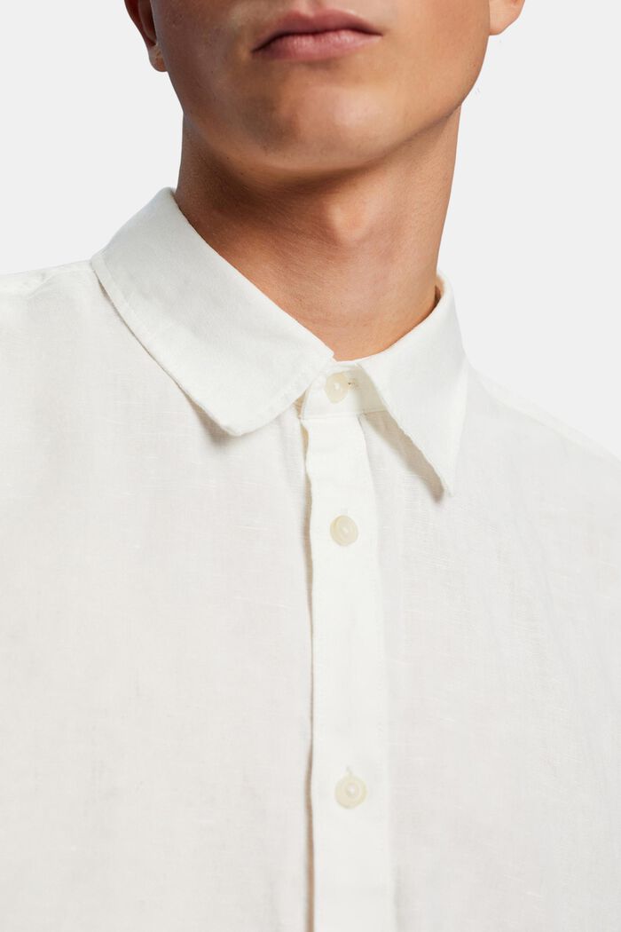 Shirt met korte mouwen van een linnen-katoenmix, OFF WHITE, detail image number 2