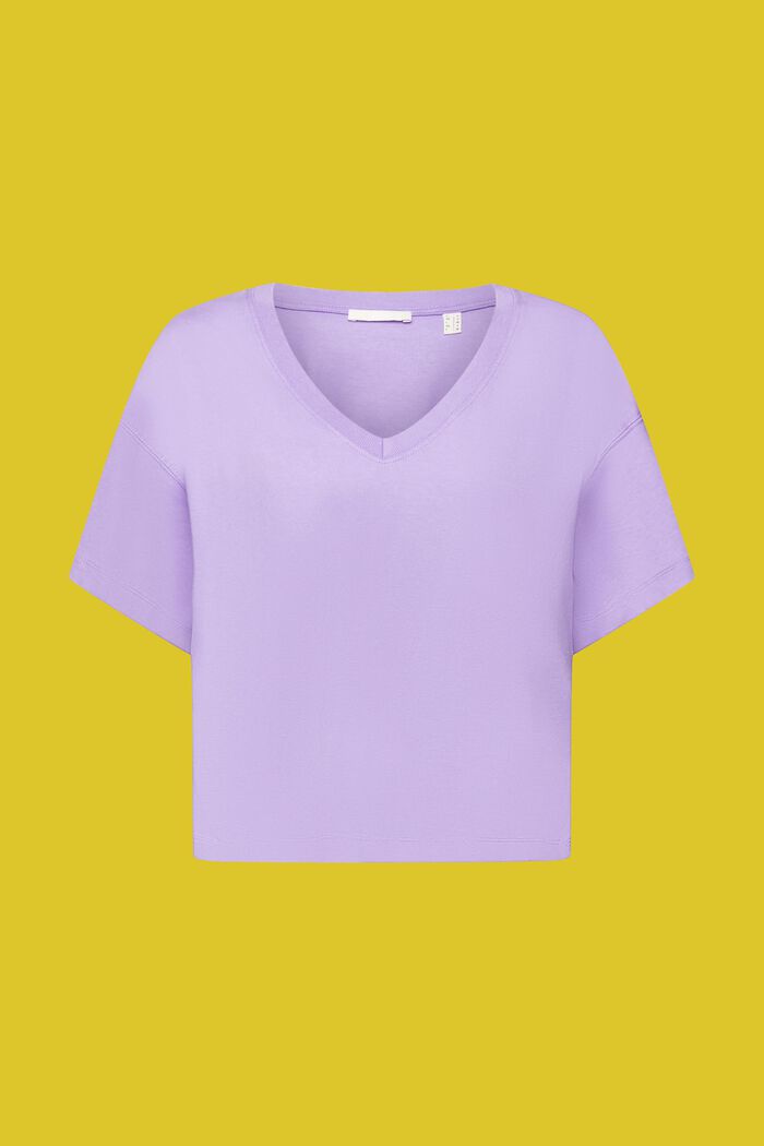 T-shirt en coton à encolure en V, PURPLE, detail image number 6