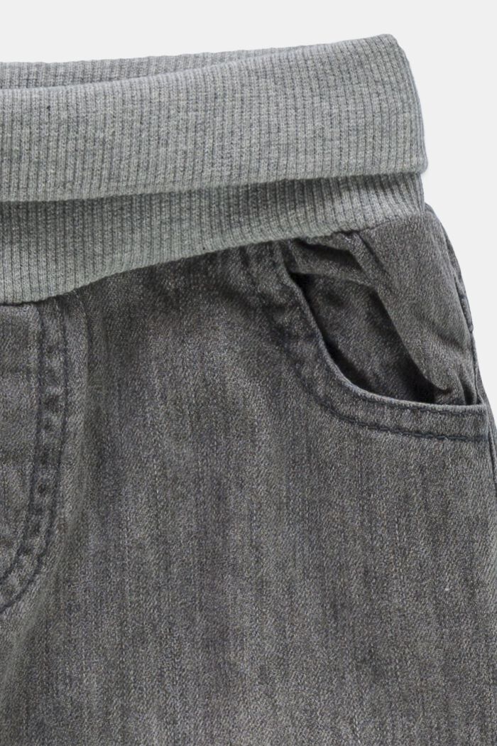 Jeans met een geribde band, 100% katoen, GREY MEDIUM WASHED, detail image number 2