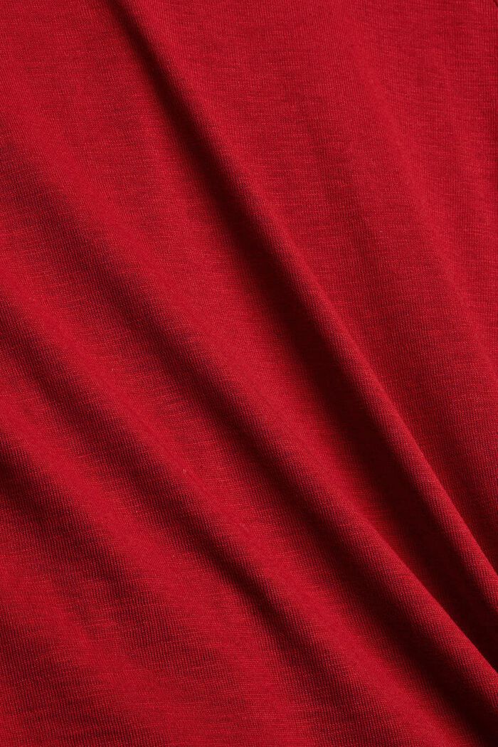 T-shirt à manches longues en coton biologique animé de dentelle, DARK RED, detail image number 4