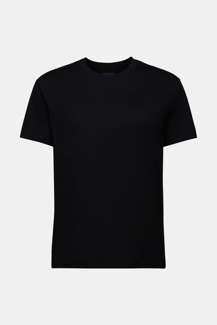 T-shirt van pimakatoen met ronde hals, BLACK, detail image number 6