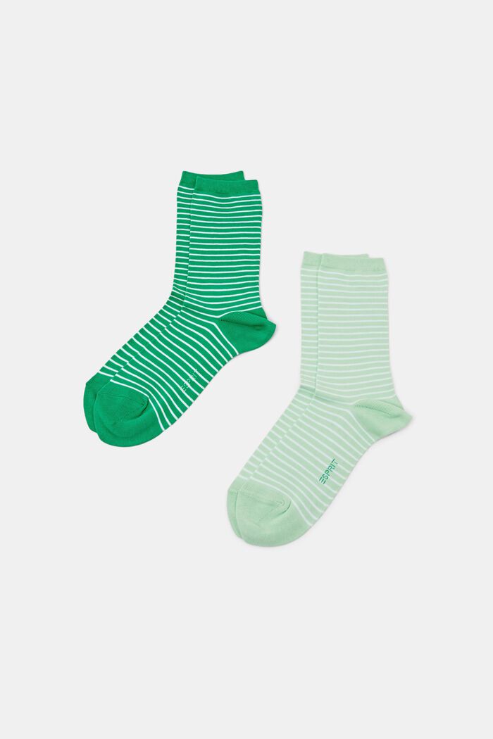 Lot de 2 paires de chaussettes en grosse maille rayées, GREEN/MINT, detail image number 0