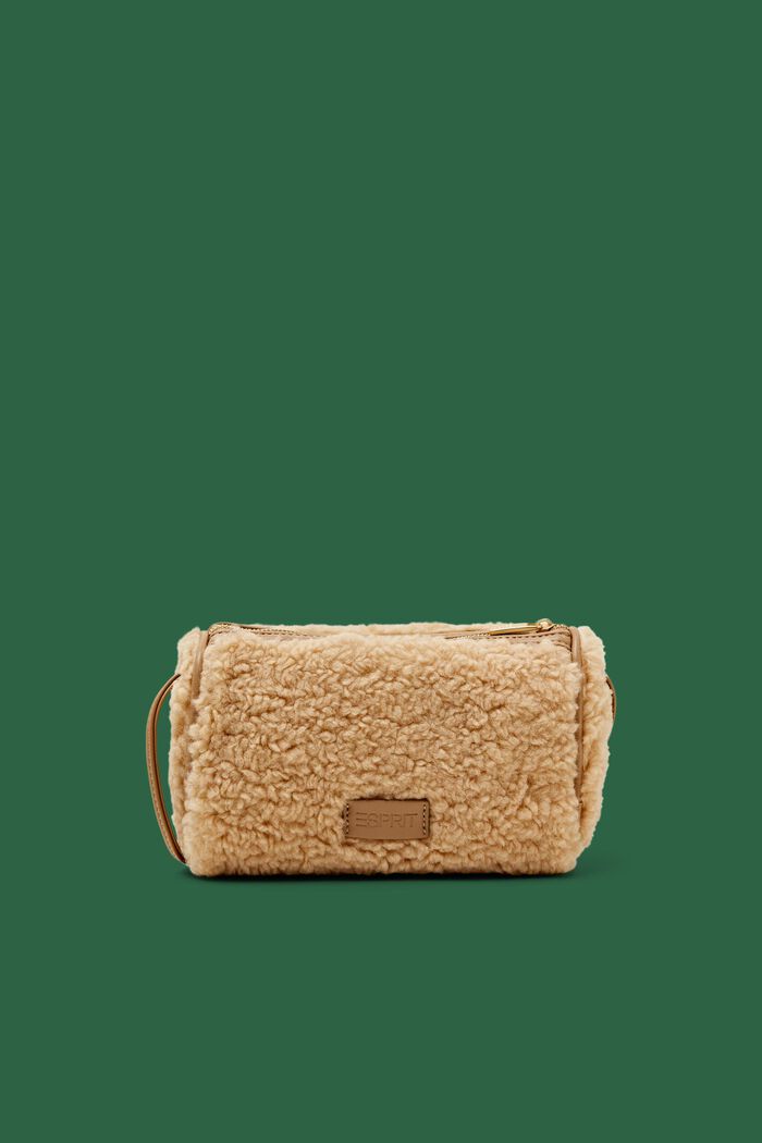 Petit sac crossbody en fourrure bouclette, SAND, detail image number 0