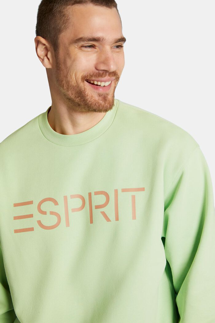 Sweat-shirt unisexe en maille polaire de coton orné d’un logo, LIGHT GREEN, detail image number 2
