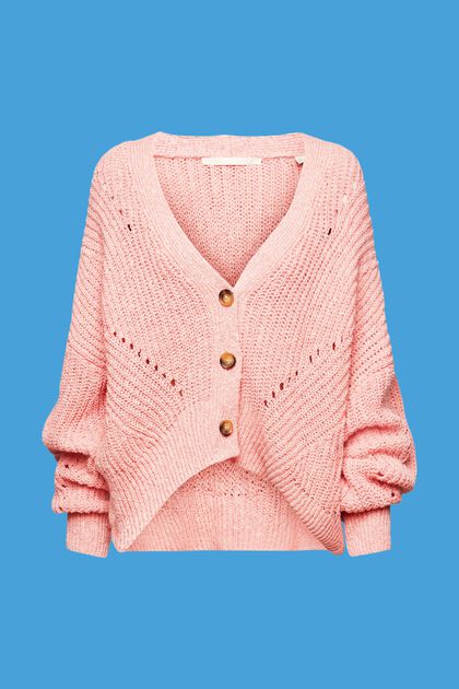 Cardigan en maille ample, PINK, overview