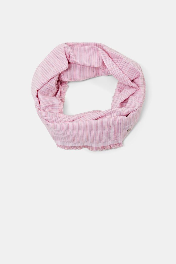 Sjaal met rafelige randen en print, PASTEL PINK, detail image number 0
