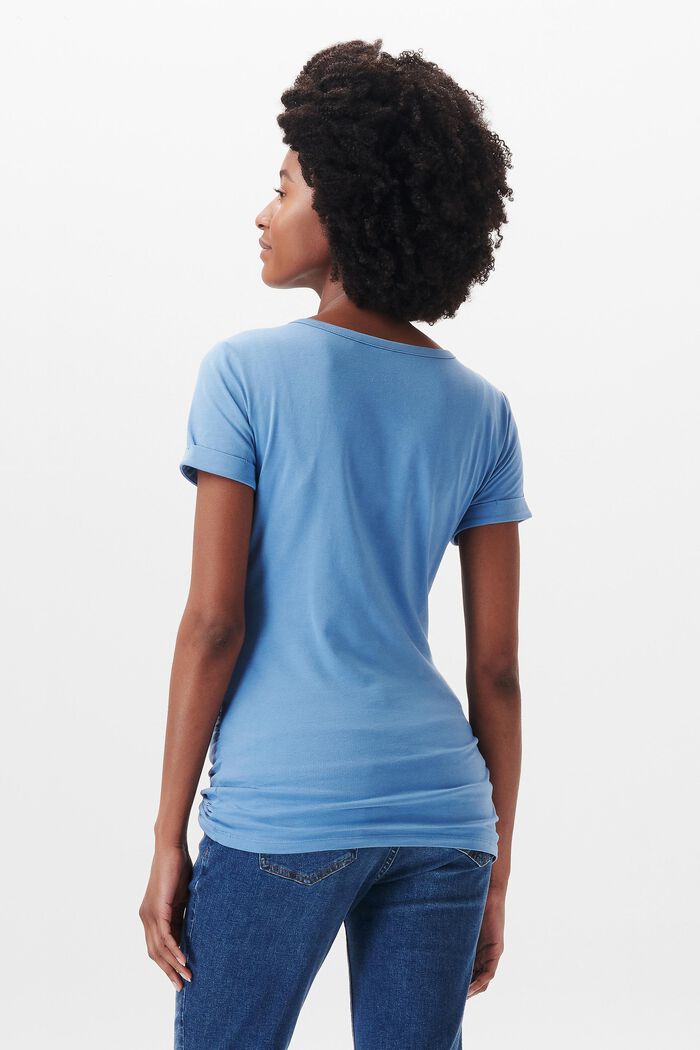 T-shirt met tekstprint, biologisch katoen, BLUE, detail image number 1