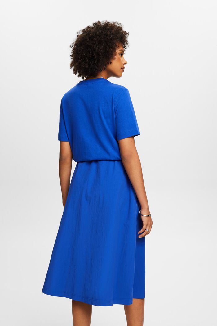 Midi-jurk van een materiaalmix, BRIGHT BLUE, detail image number 2