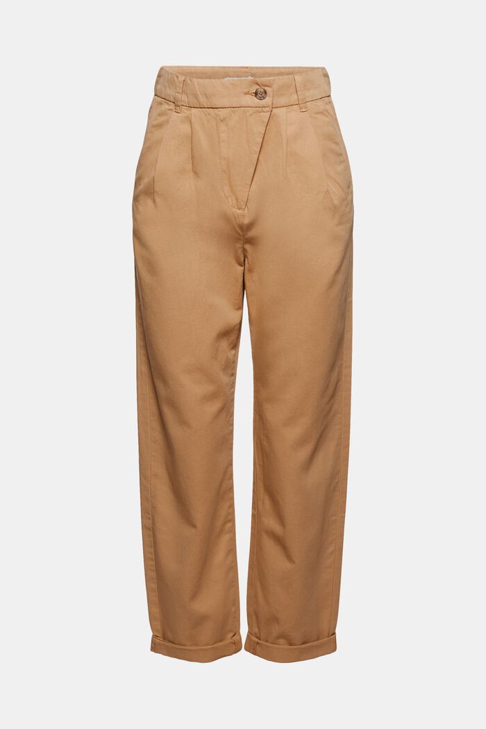 Pantalon chino droit taille haute en coton Pima, KHAKI BEIGE, detail image number 0