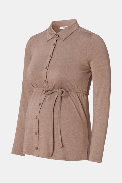 Jersey blouse met voedingsfunctie, TAUPE GREY, overview