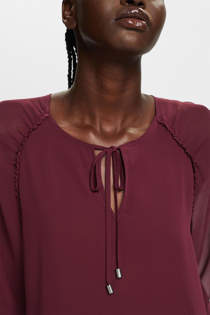 Gerecycled: chiffon blouse, AUBERGINE, detail image number 2