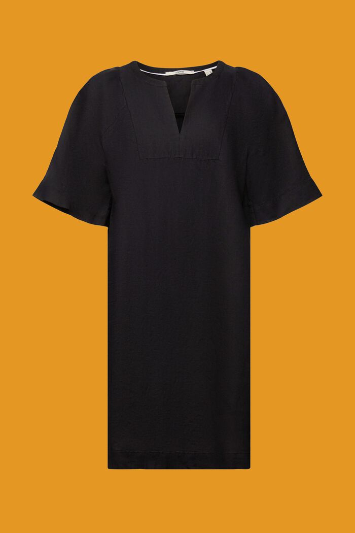 Mini-jurk, mix van katoen en linnen, BLACK, detail image number 6