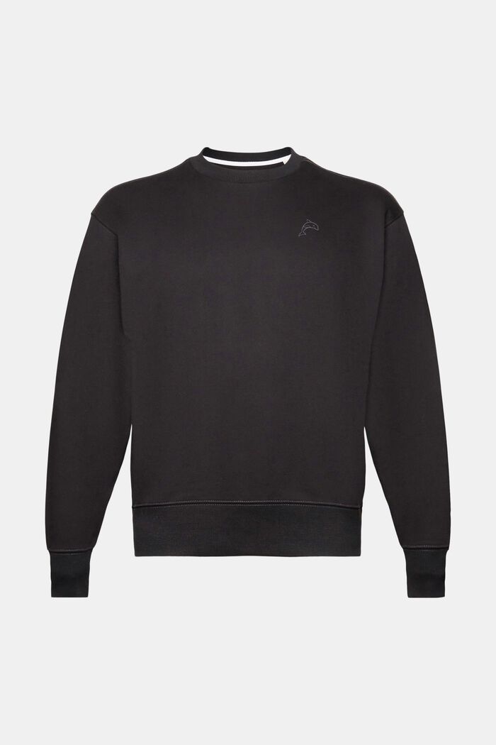 Sweatshirt met een kleine dolfijnenprint, BLACK, detail image number 5