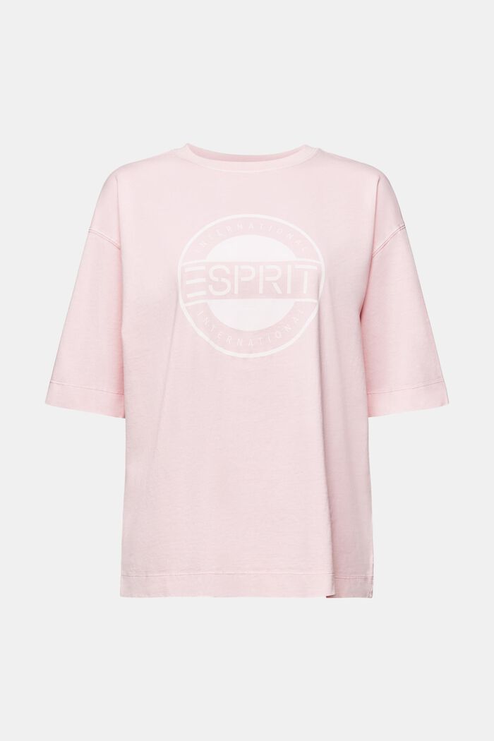 T-shirt van katoen-jersey met logo, PASTEL PINK, detail image number 5