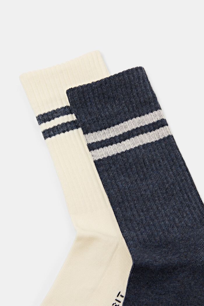 Lot de 2 paires de chaussettes de tennis à rayures, NAVY/WHITE, detail image number 2