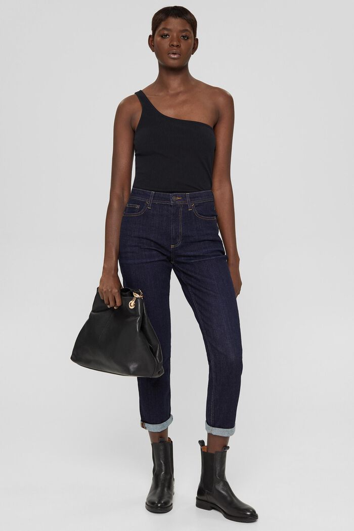 Jean Cropped en coton stretch, BLUE RINSE, detail image number 1