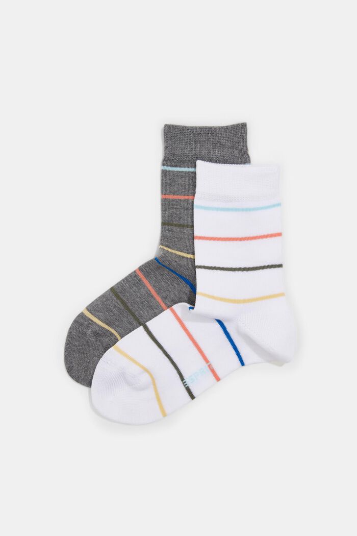 Set van twee paar sokken van een katoenmix, WHITE/GREY, overview