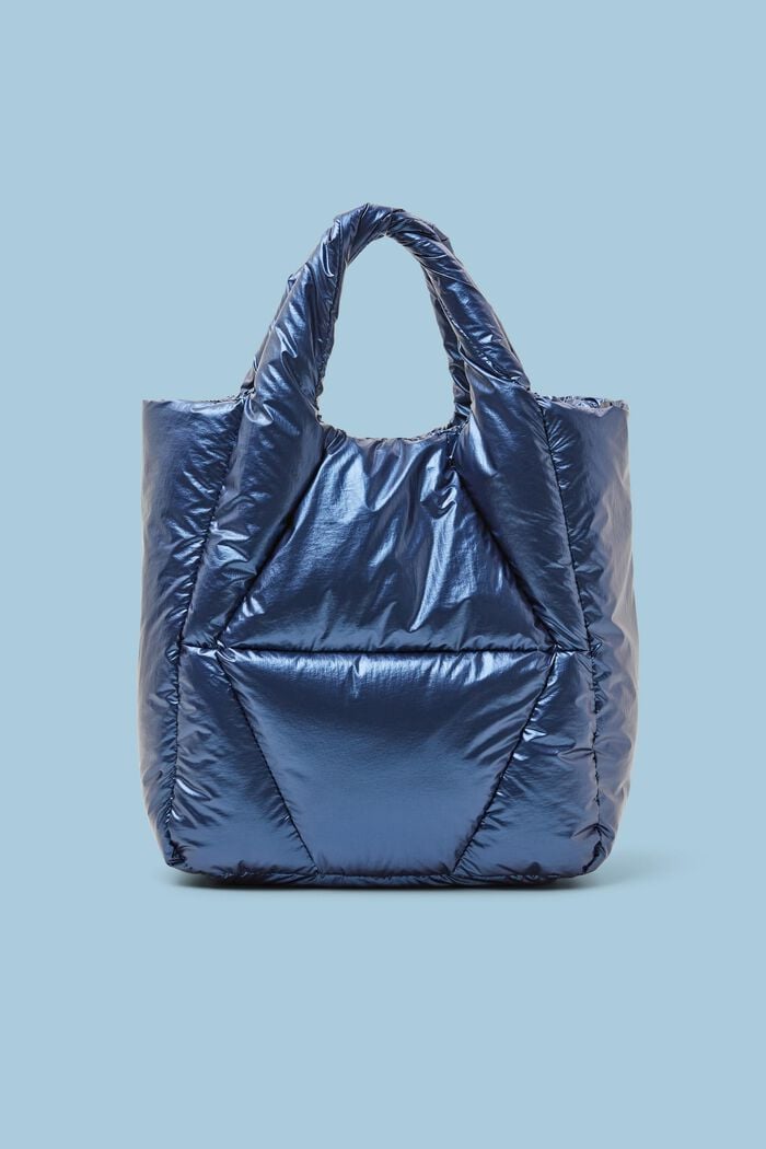 Gewatteerde, metallic tote bag, DARK BLUE, detail image number 0