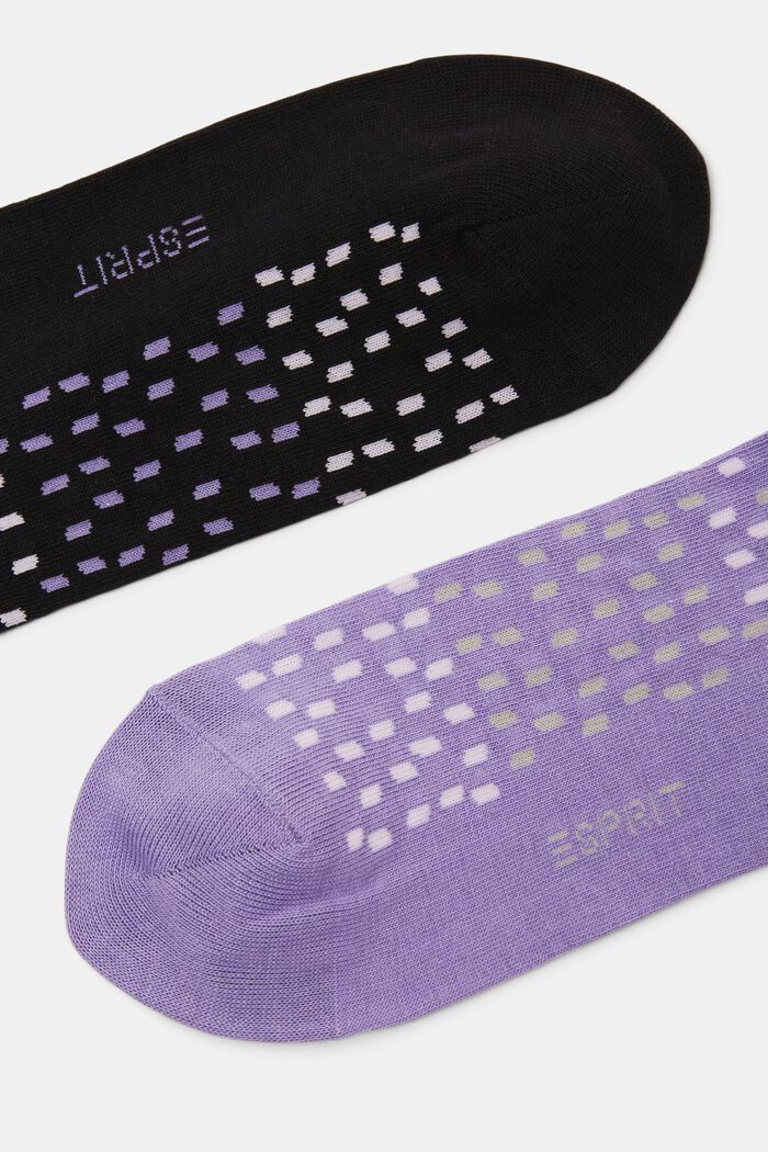 Set van 2 paar sokken met stippenmotief, organic cotton, LILAC/BLACK, detail image number 2