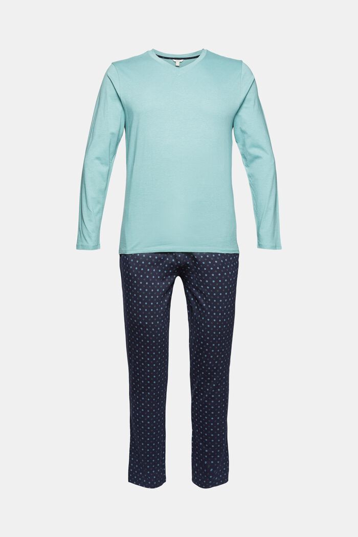 Pyjama met stippenprint, 100% katoen
