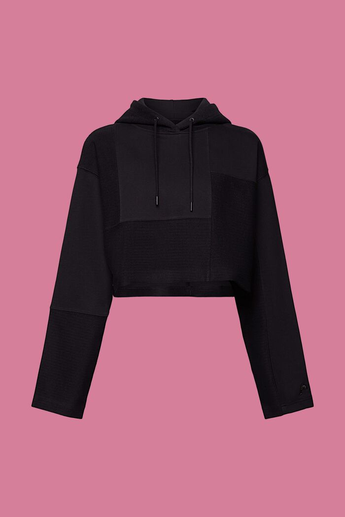 Cropped hoodie met patchwork, BLACK, detail image number 5