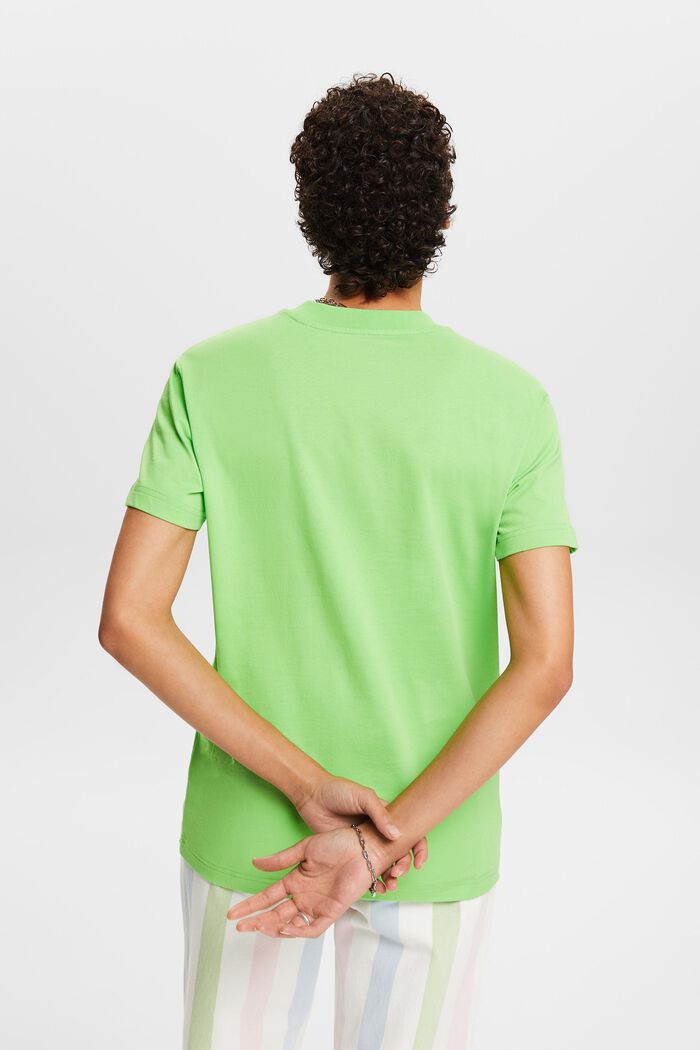 Katoenen T-shirt met ronde hals en logo, CITRUS GREEN, detail image number 2