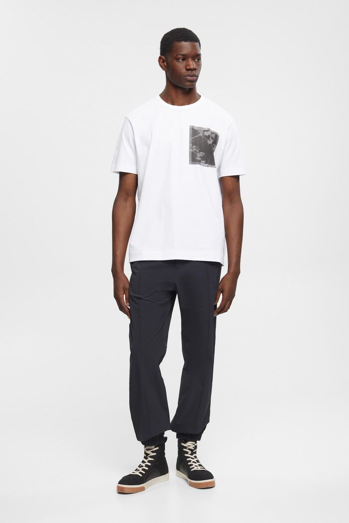 Katoenen T-shirt met print op de borst, WHITE, detail image number 5