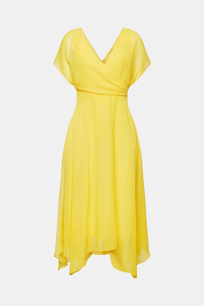 Chiffon maxi-jurk met V-hals, YELLOW, detail image number 5