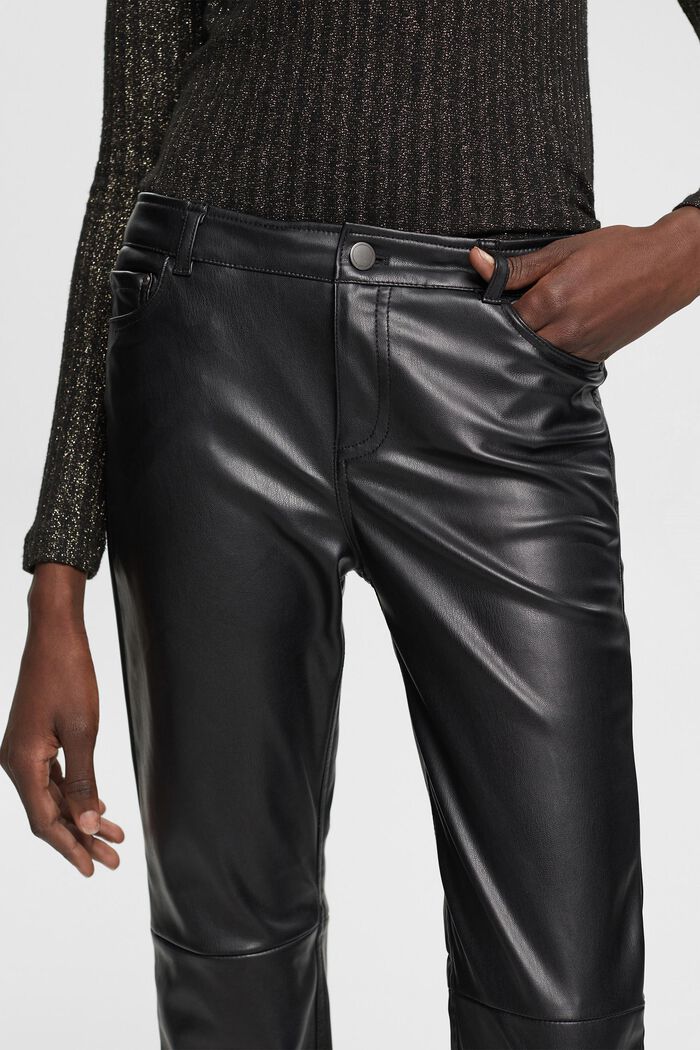 Pantalon en similicuir à jambes droites et à taille mi-haute, BLACK, detail image number 2