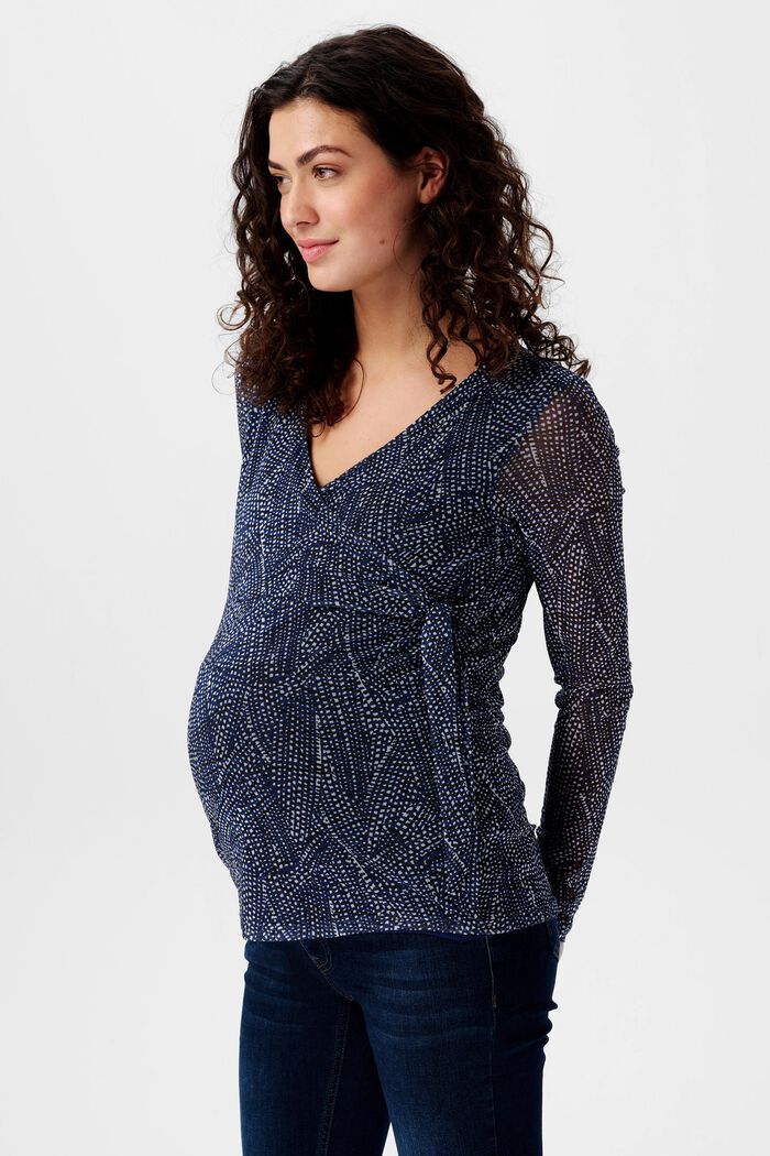 Cross-over-zwangerschapstop met print, DARK BLUE, detail image number 0