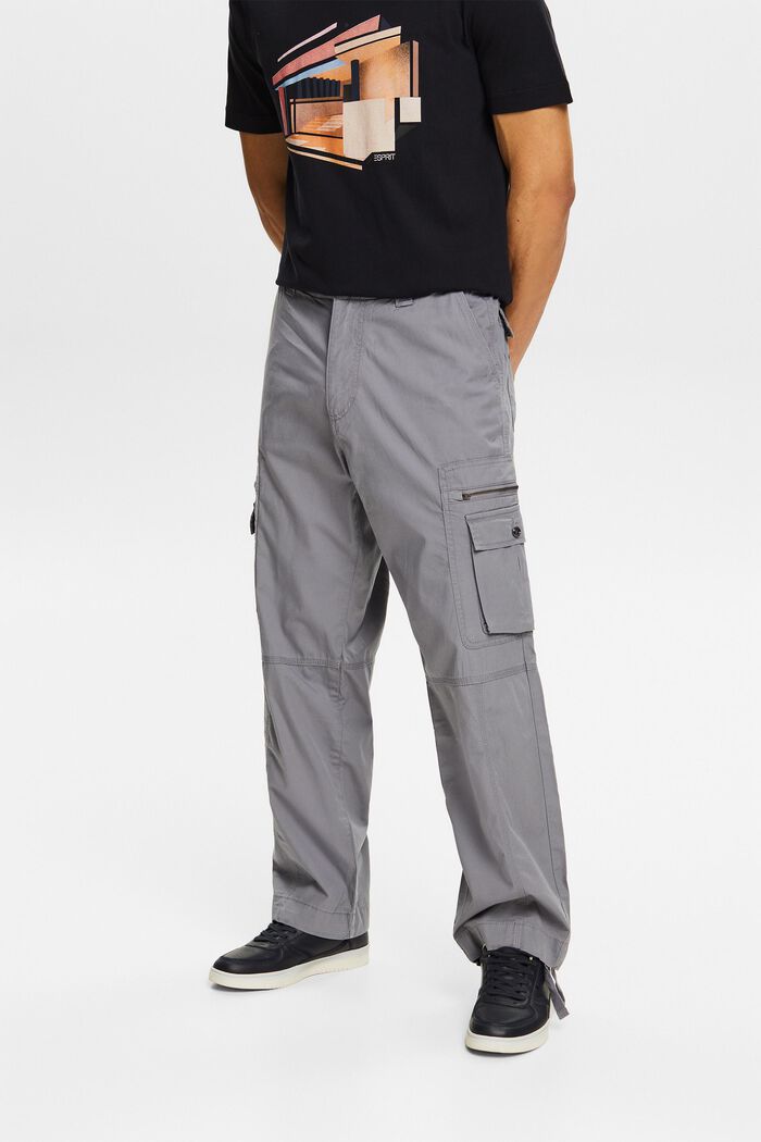 Pantalon cargo de coupe droite en twill, MEDIUM GREY, detail image number 0